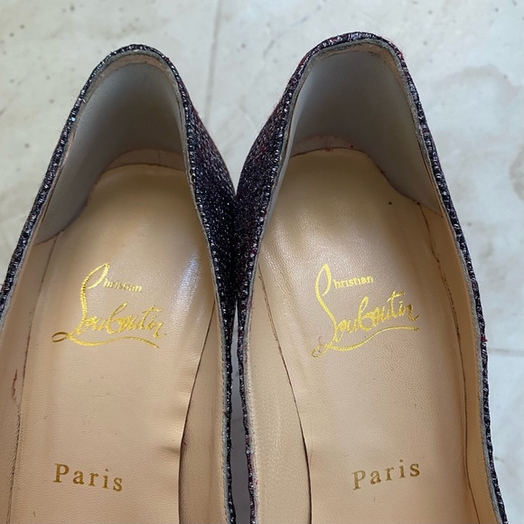 Christian Louboutin Lady Glitter Filo 120 Silver Metallic Pumps Heels size 6/36 - Picture 10 of 12